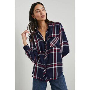 Rails Hunter Shirt Flannel Navy Red Plaid Long Sleeve Button Up Top Size XS